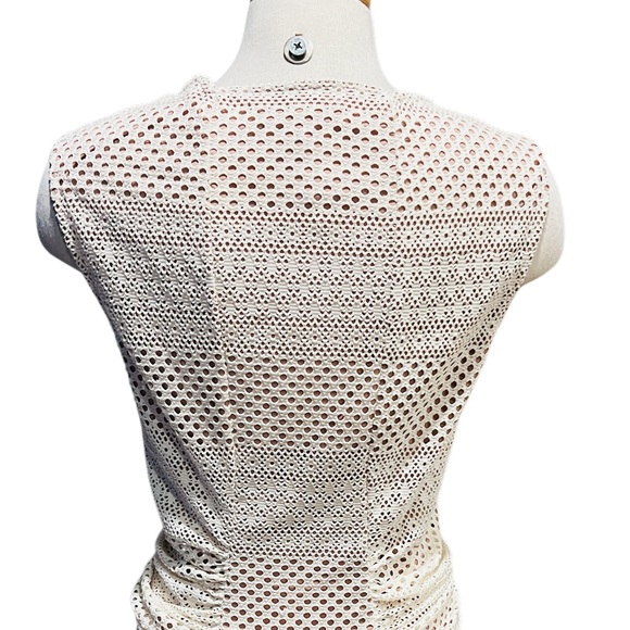 BCBGMAXAZRIA Renee Ivory Sleeveless Ruched-Side mini bodycon Dress Size Large - Picture 11 of 12